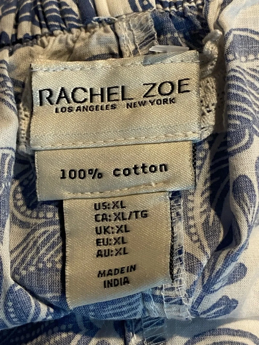 Rachel Zoe Blue Floral Drawstring Pull On Cotton Shorts Womens Size XL NWOT